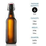 YEBODA 16 oz Amber Beer Bottles - 6 Pack