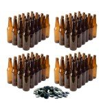 Amber Beer Bottles with Black Crowns - 96 Pack