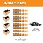 Amber Beer Bottles with Black Crowns - 96 Pack