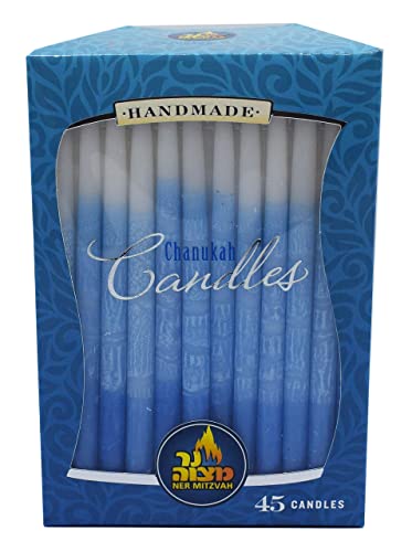 Ombre Blue & White Chanukah Candles - Premium Quality