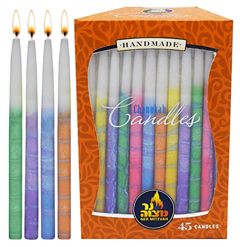 Chanukah Candles: Decorated, Multi Colored - 45 Count