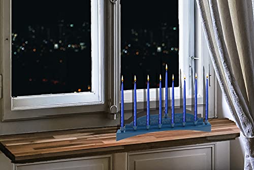 Blue Menorah - Fits Standard Chanukah Candles - Wall Design