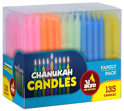 Assorted Color Chanukah Candles - 135 Count Family Pack
