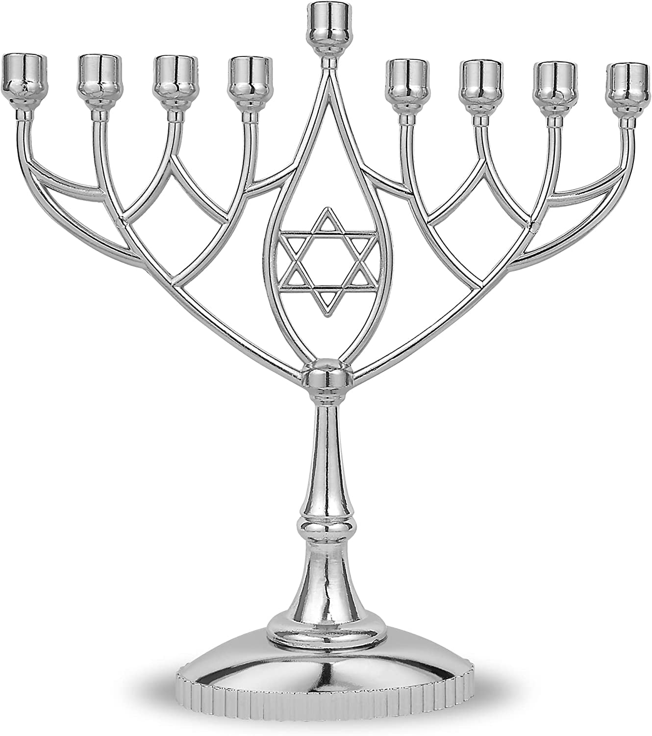 Geometric Hanukkah Menorah - Classic Silver Plated