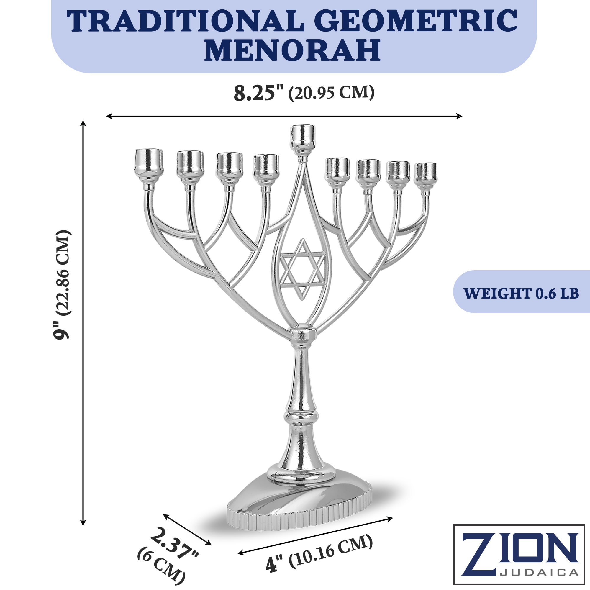 Geometric Hanukkah Menorah - Classic Silver Plated