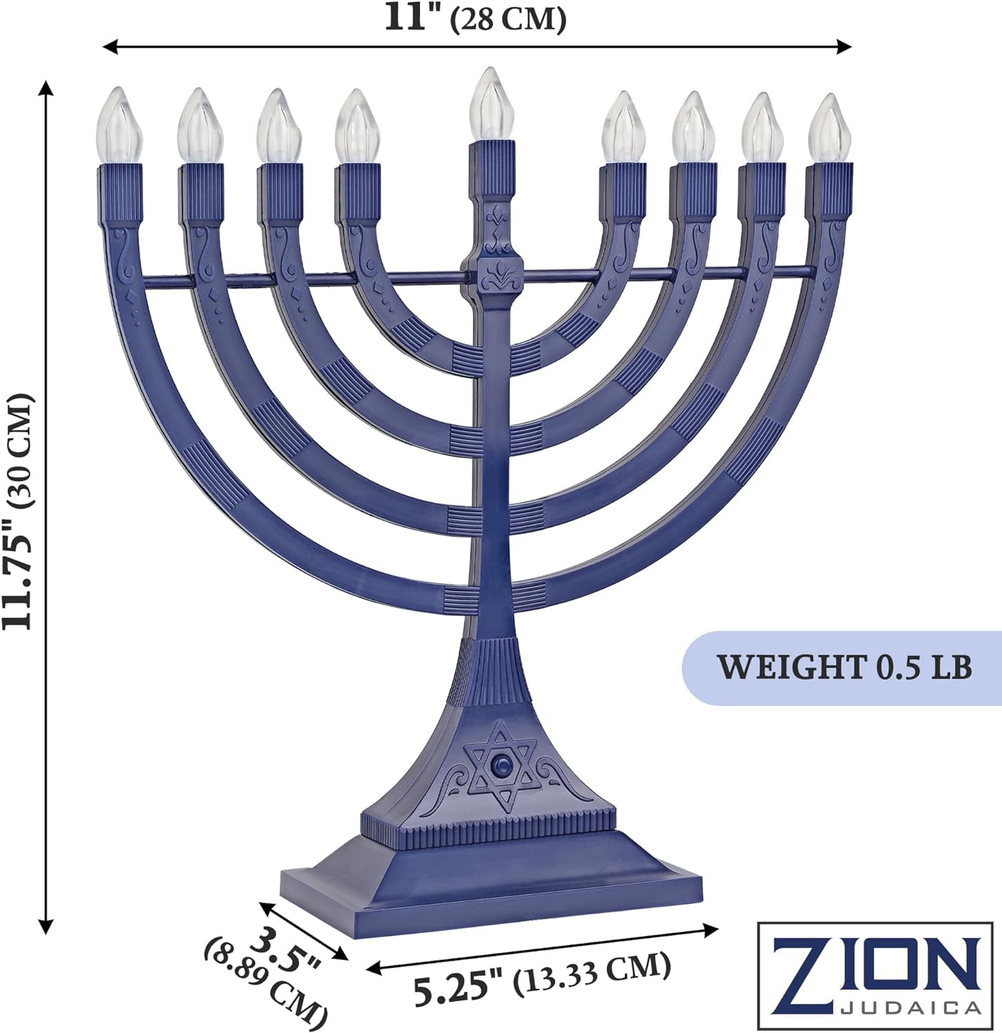 Blue Electronic Hanukkah Menorah with LED Electric Candles