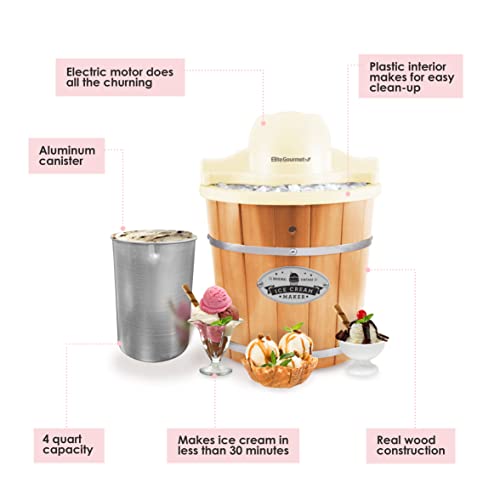 4 Quart Electric Ice Cream Maker with Recipe Booklet