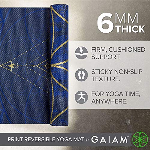 Gaiam Premium Print Yoga Mat Reversible & Thick