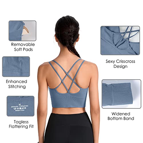Cross-Back Padded Crop Bras for Yoga & Fitness