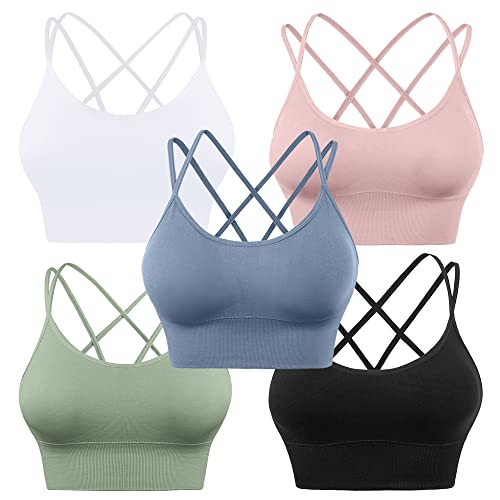 Cross-Back Padded Crop Bras for Yoga & Fitness