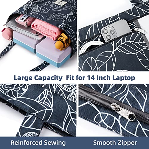 WLLWOO WLLWOO Yoga Bags for Women with Yoga Mats Bags Carrier Carryall Canvas Tote for Pilates Shoulder for Travel Office Beach Workout (Leaf)