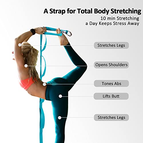 Trideer Yoga Belt: Adjustable D-Ring Buckle, Blue