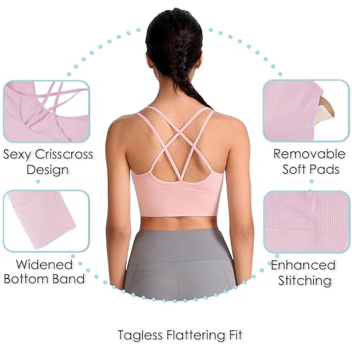 Cross-Back Padded Crop Bras for Yoga & Fitness