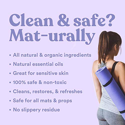 ASUTRA Natural & Organic Yoga Mat Cleaner (Peaceful Lavender Aroma), 4 fl oz | Safe for All Mats & No Slippery Residue | Cleans, Restores, Refreshes | Comes w/ Microfiber Cleaning Towel