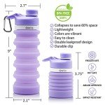 Collapsible Silicone Water Bottle for Travel - Purple