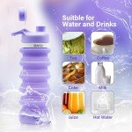 Collapsible Silicone Water Bottle for Travel - Purple