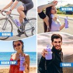 Collapsible Silicone Water Bottle for Travel - Purple