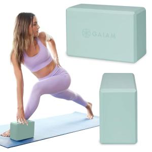 Gaiam Yoga Block - Supportive Latex-Free EVA Foam Soft Non-Slip Surface for Yoga, Pilates, Meditation (Cool Mint)