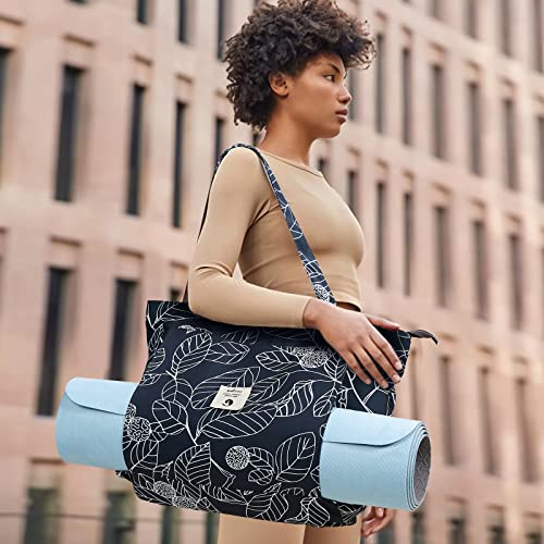 WLLWOO WLLWOO Yoga Bags for Women with Yoga Mats Bags Carrier Carryall Canvas Tote for Pilates Shoulder for Travel Office Beach Workout (Leaf)