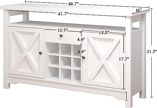 Farmhouse Wine Buffet with Barn Doors & Drawers