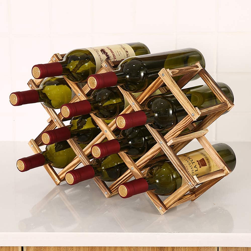 Wooden Wine Rack, Countertop Storage for 10 Bottles