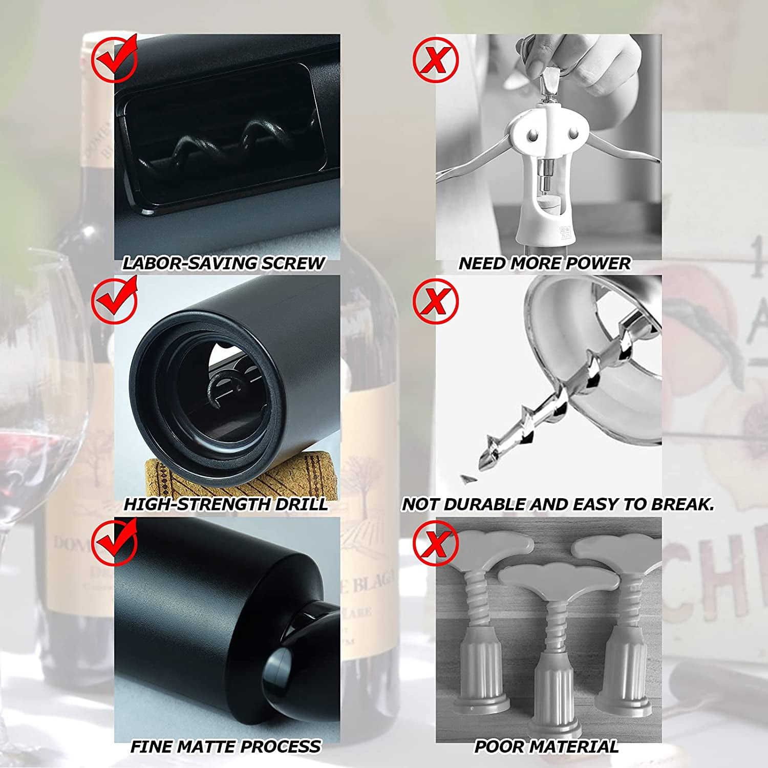 JOJOIN Manual Wing Corkscrew Wine Opener