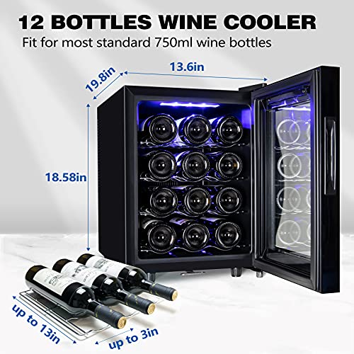 12-Bottle Wine Cooler with Lock & Digital Control