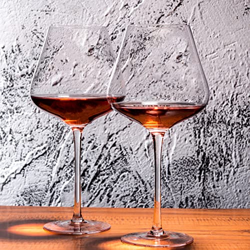 BACLIFE Set of 4 Hand Blown Red Wine Glasses