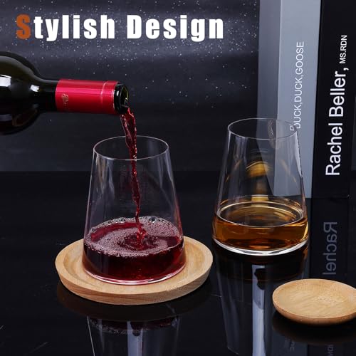 Hand Blown Stemless Wine Glasses Set of 6