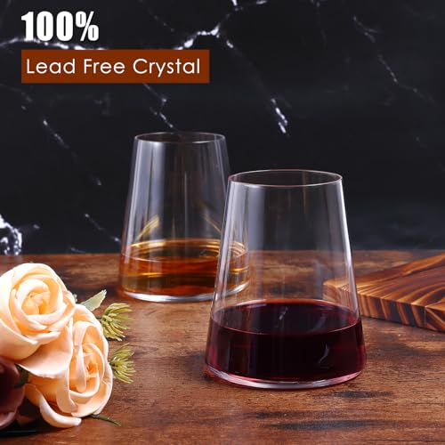 Hand Blown Stemless Wine Glasses Set of 6