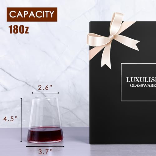 Hand Blown Stemless Wine Glasses Set of 6