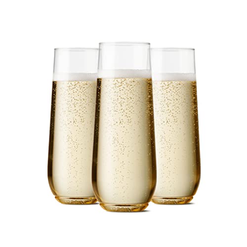 TOSSWARE 9oz Unbreakable Clear Plastic Champagne Flutes