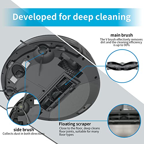 High Power Robotic Vacuum for Pet Hair, Floors