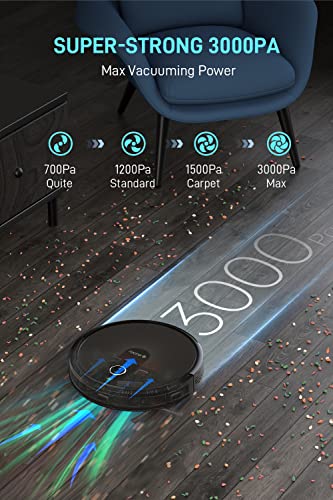 WiFi Robot Vacuum, Self-Emptying, 3kPa Suction, Ultra-Slim Quiet