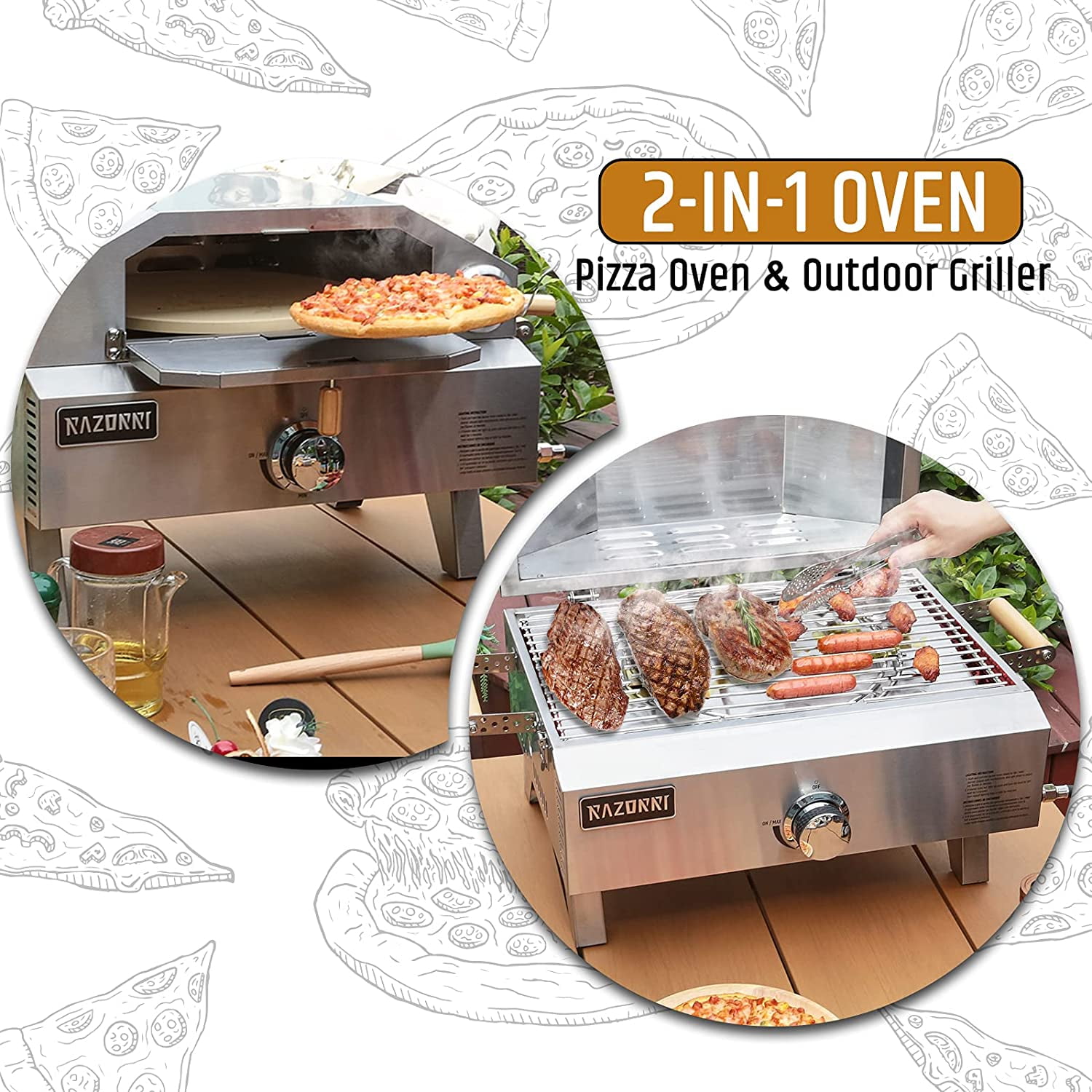 Razorri Comodo Gas Pizza Oven - 2-in-1 Portable Griller