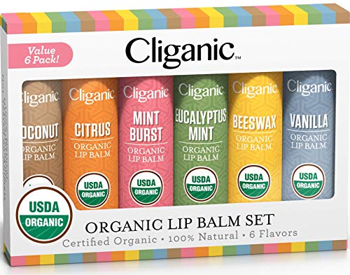 Natural USDA Organic Lip Balm Set for Dry Lips