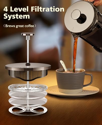 BAYKA French Press Coffee Maker, Classic Dark Pewter