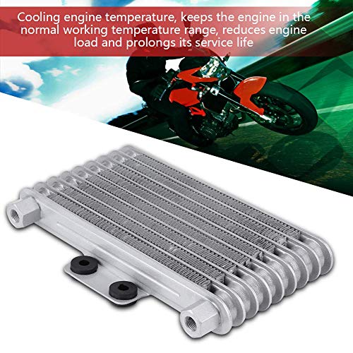 Qiilu Motorcycle Oil Cooler Kit, 125ml Motorcycle Engine Oil Cooling Radiator System Kit, Compatible with Honda CB CG Engine, Made of Aluminum, Silver