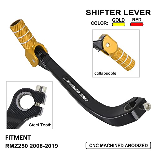 Motorcycle Gear Shift Lever Shifter Pedal CNC for RMZ250 RMZ 250 2008 2009 2010 2011 2012 2013 2014 2015 2016 2017 2018 2019 Racing - Gold