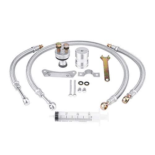 Qiilu Motorcycle Oil Cooler Kit, 125ml Motorcycle Engine Oil Cooling Radiator System Kit, Compatible with Honda CB CG Engine, Made of Aluminum, Silver
