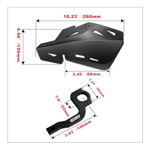 RUTU Motorcycle Handguards for Dirt Pit Bikes, Motocross, ATV, CRF KLX KX LTR TRX SX SXF EXC XCW Grizzly,Scooter,hawk 250(CNC Bracket Pair & Allen Wrench Included) - Black