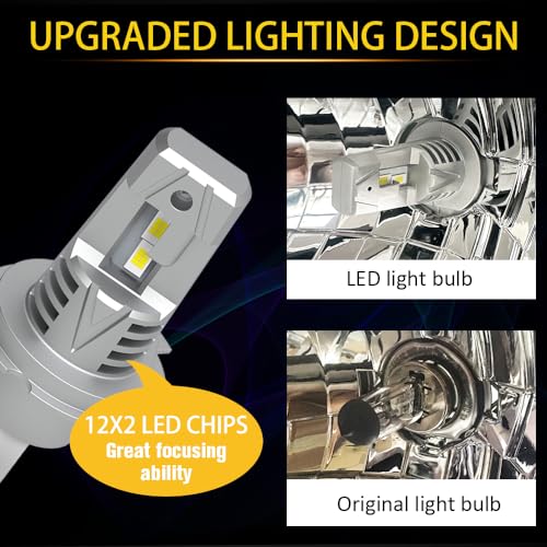 H4 LED Motorcycle Headlight Bulb Hi/Lo Beam 9003 Bulb 2500 Lumens White 6000k CSP Chips LED Car Headlight H4 Headlamp 1:1 Design (Pack of 1)