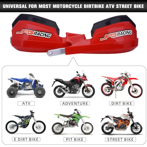 JFG RACING Handguards Dirt Bike Hand Guards - Universal For 7/8in And 1 1/8in Handlebar - For Dirt Bike For Motocross Enduro Supermoto(Red)