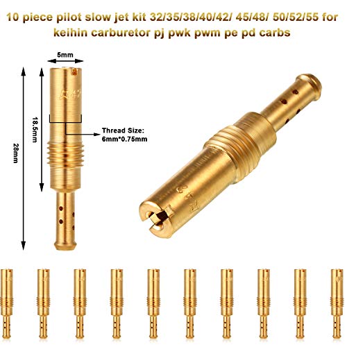 20 Pieces Carburetor Main Jet Kit, Include 10 Pieces Carburetor Main Jet and 10 Pieces Slow Jet for PWK Keihin OKO CVK PWM Type
