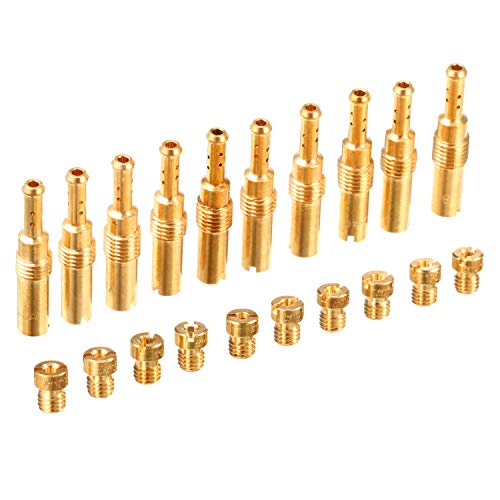 20 Pieces Carburetor Main Jet Kit, Include 10 Pieces Carburetor Main Jet and 10 Pieces Slow Jet for PWK Keihin OKO CVK PWM Type