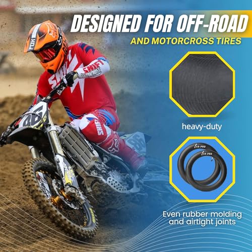 (2-Pack) 110/100-18 (4.50 x 18) Heavy-Duty Motorcycle Inner Tubes - 3mm Thick Butyl Rubber Inner Tubes - TR4 Valve Stems - Designed for Off-Road and Motocross Tires