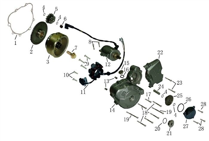 RPS Hawk 250 Starting Motor Starter Assembly (#12 in diagram)