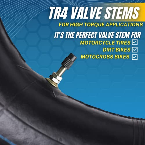 (2-Pack) 110/100-18 (4.50 x 18) Heavy-Duty Motorcycle Inner Tubes - 3mm Thick Butyl Rubber Inner Tubes - TR4 Valve Stems - Designed for Off-Road and Motocross Tires