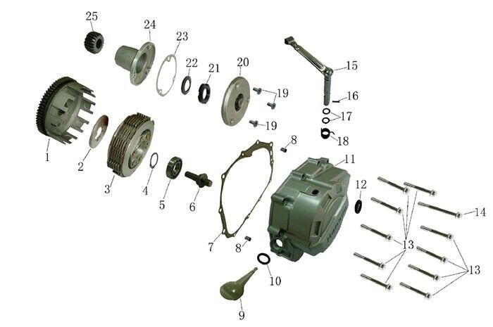 RPS Hawk 250 Main Clutch & Basket Assembly (#1 & #3 in diagram)