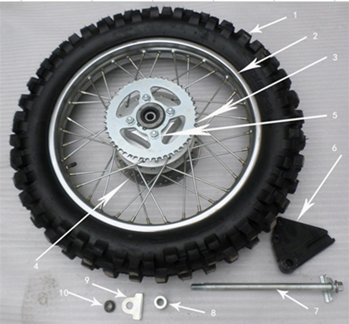 RPS Hawk 250 Rear Wheel Rim in Black for Standard Carb Version. (#2 in diagram)